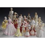 Eighteen Royal Doulton and Royal Worcester figurines