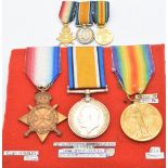 British Army WW1 medals comprising 1914/1915 Star, War Medal and Victory Medal named to 16140 Pte