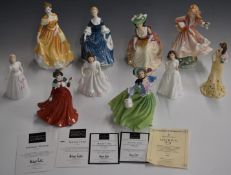 Ten Royal Doulton figurines including Daddy's Joy, Helen and Georgina, tallest 19cm
