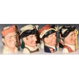 Eight large Royal Doulton character jugs from the Williamsburg Series