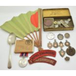 WW2 interest medals, badges and ephemera to include War Medal in box named to H Gould of Evesham,