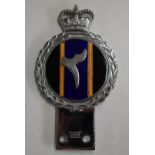 King's African Rifles 3rd Battalion metal and enamel car badge by J R Gaunt, London, H14cm