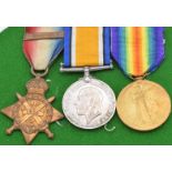 British Army WW1 medals comprising 1914 'Mons' Star with clasp for 5th August - 22nd November