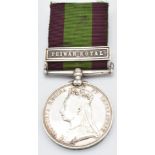 British Army Afghanistan Medal 1881 with clasp for Peiwar Kotal named to 704 Corporal H Donellan 2nd