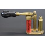 Brass 16 bore shotgun cartridge capper and decapper tool with turned wooden handle and Eley