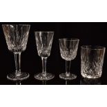 A suite of Waterford Crystal Lismore drinking glasses comprising five wine glasses, three port