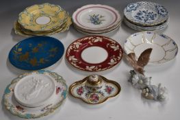 Hammersley tea ware, Lladro figures, Sèvres style inkwell, Meissen plates etc