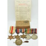 British Army WW2 medals comprising 1939/1945 Star, France and Germany Star, Africa Star, Italy Star,