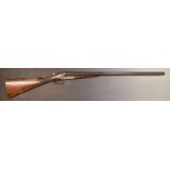 Thomas Bland 12 bore side by side shotgun with border engraved lock, trigger guard, underside, top