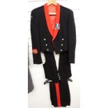 British Army Royal Artillery mess dress comprising jacket, waistcoat and trousers, miniature