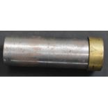 Steel and brass 2 bore to 6 bore shotgun conversion sleeve, 4.5 inches long.