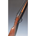 Laurona 12 bore side by side shotgun with chequered grip and forend, double trigger and named 25