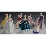 Seven Royal Doulton figurines including limited edition Queen Mary II, Susan, Diana etc, tallest