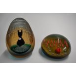 Two Caithness limited edition glass paperweights Alley Cat 82/100, 97mm tall and Towards The