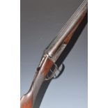 F J Cole of Cirencester 16 bore side by side shotgun with chequered grip and forend, engraved