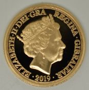 2019 London Mint Office D-Day 75th Anniversary gold full sovereign, in Perspex slab contained in