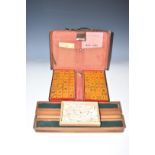 Vintage Mah Jong set in leather case, together with a large quantity of domino or similar bone