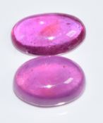A pair of loose ruby cabochons, 1.25g
