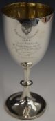 Edward VII hallmarked silver goblet with West Somerset Imperial Yeomanry 1906 tent pegging