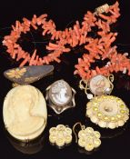 Victorian brooch set with an ivory cameo of a young woman, Victorian ivory brooch set with paste and