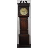 19thC oak and mahogany cased 8 day longcase clock with painted circular Roman dial by Chas