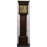 Late 18thC oak cased 8 day longcase clock, Ashton Macclesfield to engraved brass dial, with Roman