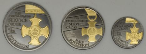 2018 Armistice Centenary three coin gold sovereign proof set comprising full, half and quarter