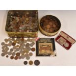 An amateur collection of UK and overseas coinage, 19thC onwards, including silver 1869 Spanish 2