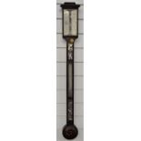P Bordessa, Chester, rosewood early 19thC stick barometer, the ivory dial with engraved predictions,