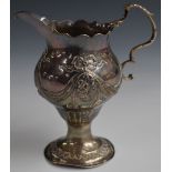 Georgian hallmarked silver jug with embossed decoration, London 1775, maker Nathaniel Appleton & Ann