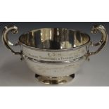 Edward VII hallmarked silver twin handled bowl, Birmingham 1907, maker William Neale & Son, width