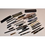 A collection of pens including Parker, Sheaffer and Esterbrook