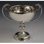 George V hallmarked silver two handled trophy cup with novelty dogs head handles, London 1923, maker