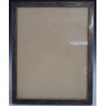 Large hallmarked silver photograph frame to suit 9 x 7 inch photo, with oak easel back, Birmingham