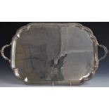 Large George V hallmarked silver twin handled tray, London 1925, maker C S Harris & Sons Ltd, 62 x