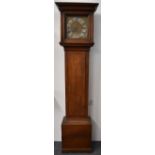 Mid 18thC oak cased longcase clock with W Avenell to dial, fitted with a later single fusee