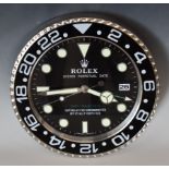 Rolex Oyster Perpetual GMT-Master II shop display or advertising wall clock with black dial,