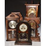 Five late 19th/ early 20thC clocks including 'gingerbread' cased examples, tallest 79cm