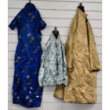Vintage Chinese silk dress, similar reversible jacket and a gold/black reversible cloak