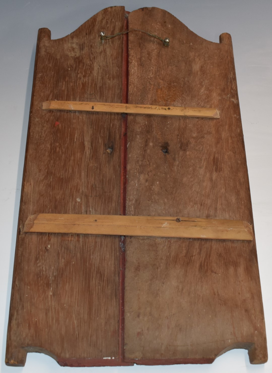 A carved hardwood door, possibly door peephole within a door, H46 x W25cm - Image 2 of 2