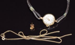 Rotary 9ct gold ladies wristwatch and a 9ct gold necklace (3.6g)