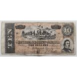 1864 The Confederates of America $10 note, no 45956