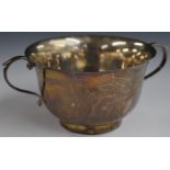 George V hallmarked silver two handled bowl, Birmingham 1914, maker James Woods & Sons, width 14.