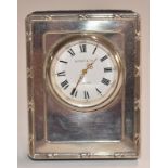 Kitney and Co London hallmarked silver clock with plush easel stand, in original box with