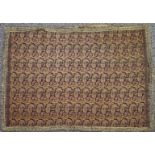 Embroidered antique prayer mat with braid work border, 73 x 50cm