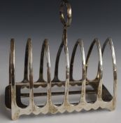 George V hallmarked silver seven bar toast rack, Sheffield 1919, maker James Dixon & Sons Ltd,