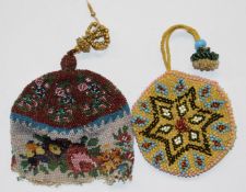 Two 19thC beadwork watch cases / purses