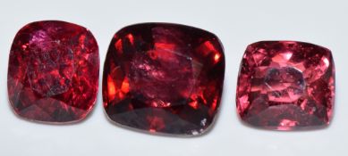 Three loose red spinels measuring approximately 0.7ct, 1.14ct & 0.67ct