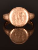 A 9ct rose gold signet ring, size N, 6.7g
