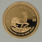 2018 Krugerrand 1/4oz gold, in case